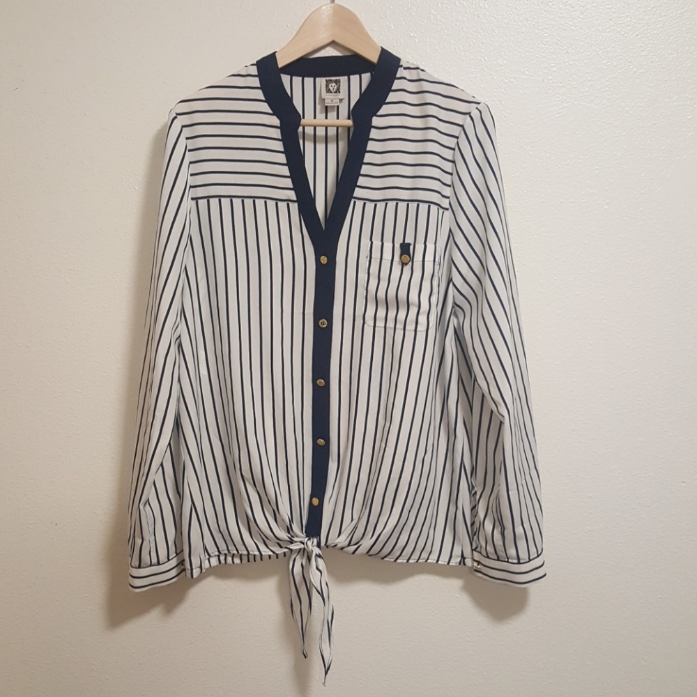 Anne Klein button down striped top